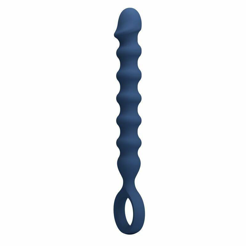 MR PLAY - BLUE SILICONE ANAL BEADS & ANAL PLUG -Ø- 3,4 CM - 28.5 CM