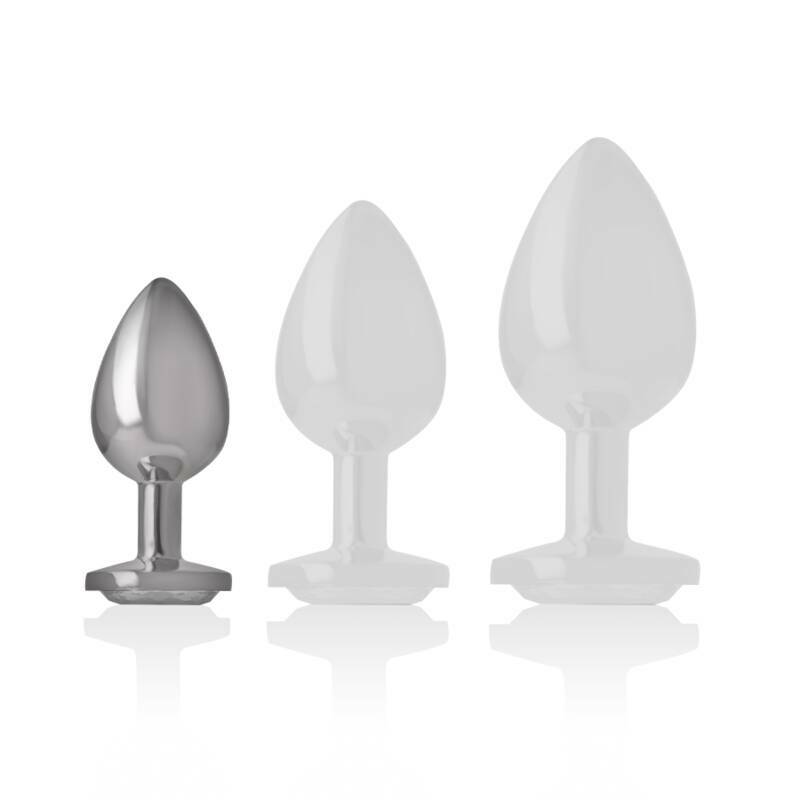 INTENSE - ALUMINUM METAL ANAL PLUG WITH SILVER CRYSTAL SIZE S