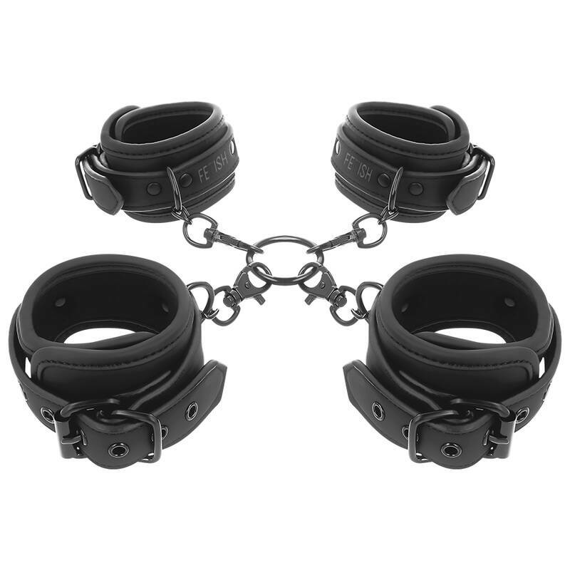 FETISH SUBMISSIVE - SET OF HAND AND ANKLE HANDCUFFS WITH NOPRENE LINING
