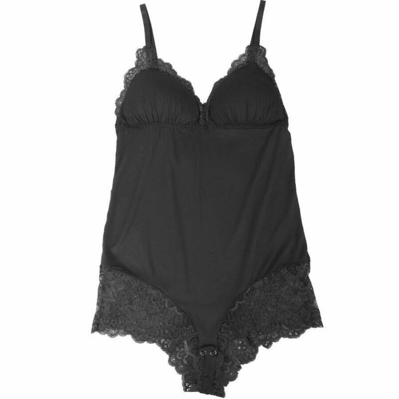 SUBBLIME - BLACK FLORAL LACE DETAIL TEDDY S/M