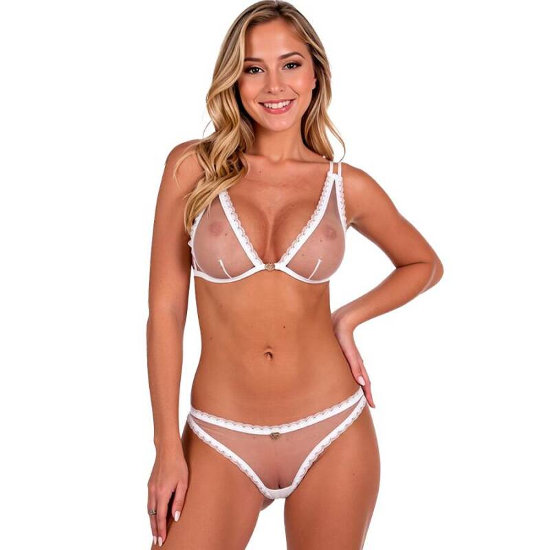 PASSION - BELISSANA BRA + THONG SET WHITE L/XL