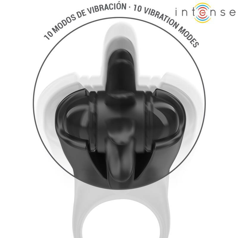 INTENSE - MABEL VIBRATING RING 10 VIBRATIONS WITH CLITORIS STIMULATOR BLACK
