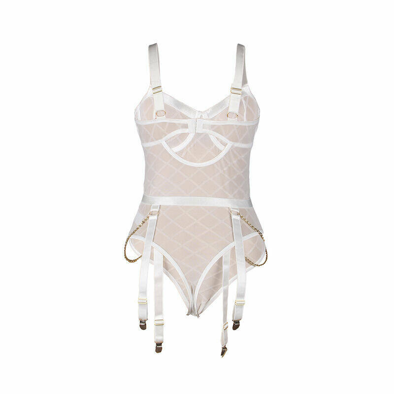 SUBBLIME - 954291 BODY WITH CHAINS + GARTER BELT WHITE L/XL