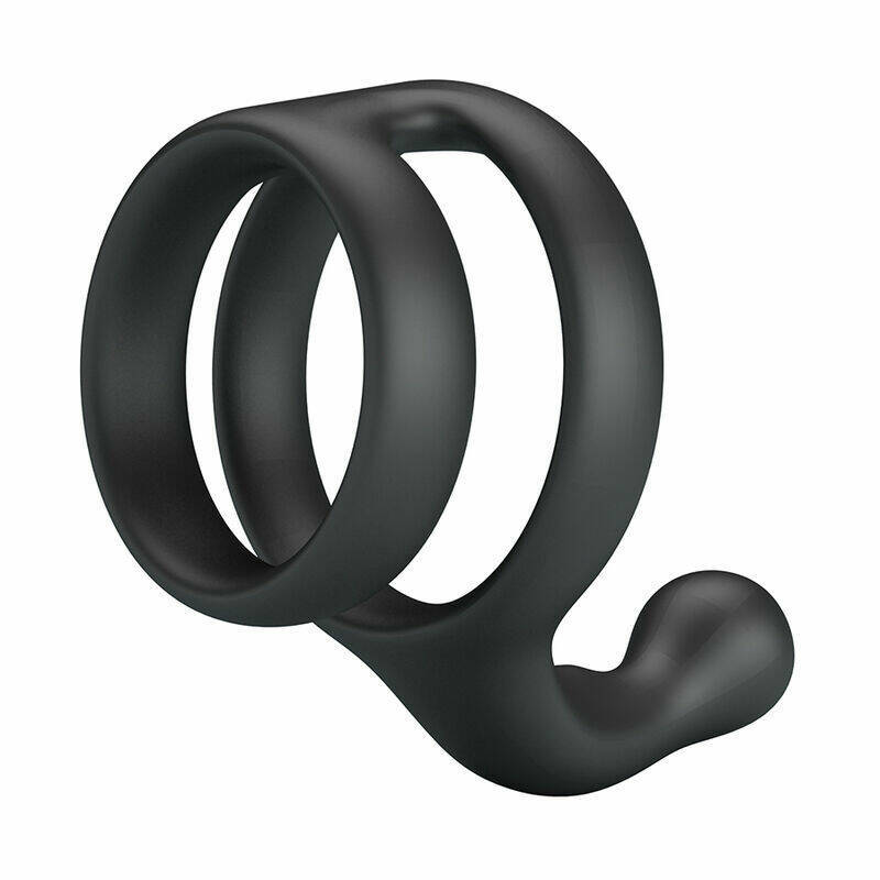CRAZY BULL - YANCY DOUBLE COCK AND BALL RING BLACK