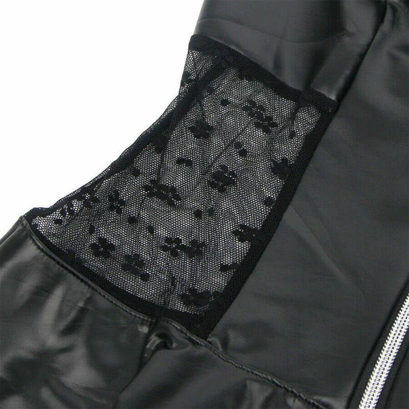 SUBBLIME - 957711 LACE ZIPPER LEATHER DRESS BLACK L/XL