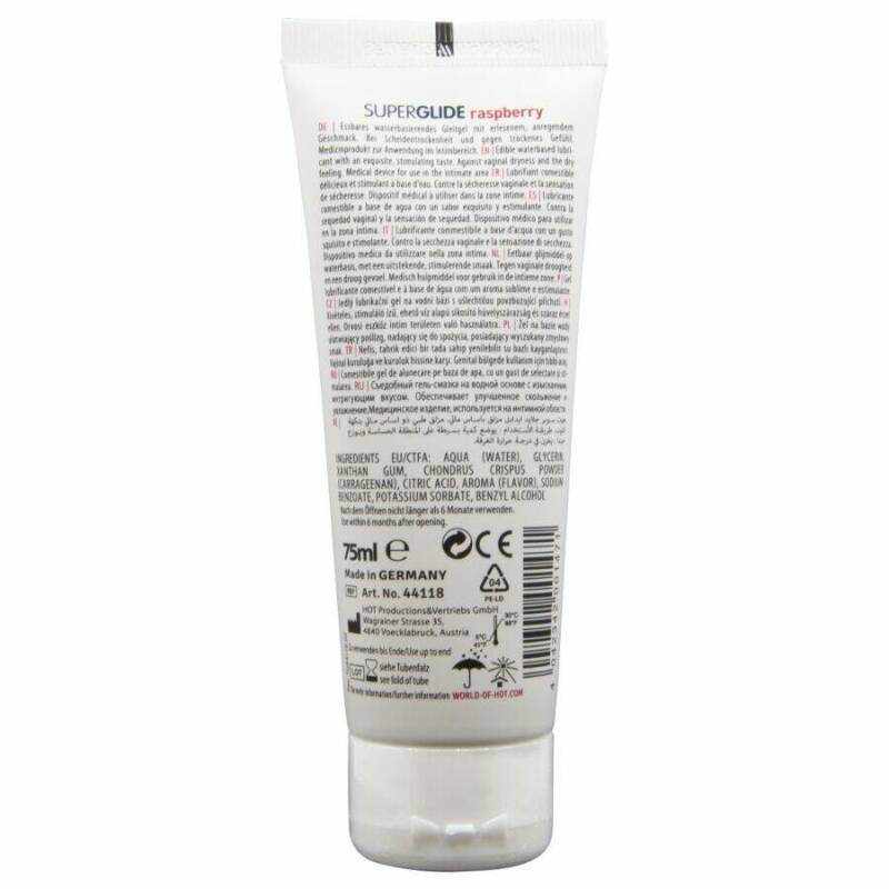 HOT - SUPERGLIDE EDIBLE LUBRICANT WATERBASED RASPBERRY 75 ML