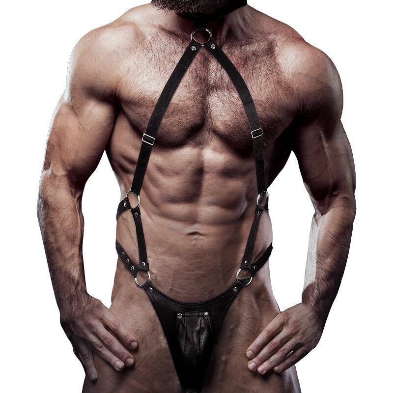 FETISH SUBMISSIVE ATTITUDE - MENS ECO-LEATHER JOCK STRAP HARNESS