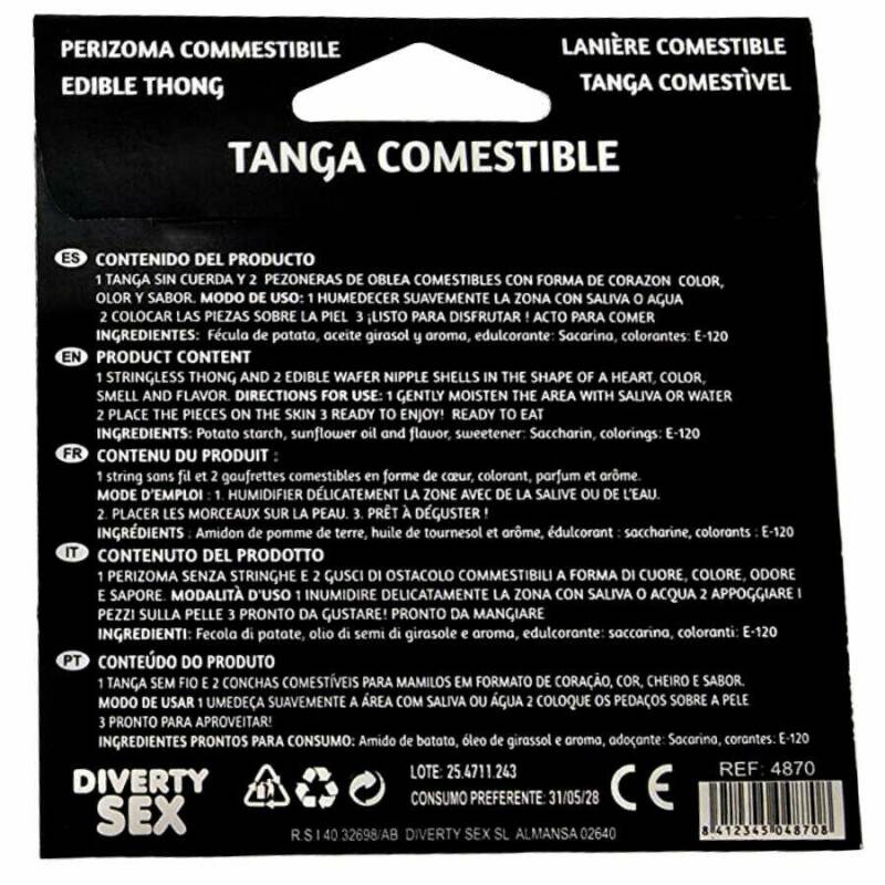 HOTFLOWERS - WAFER THONG AND 2 NIPPLE PADS GIRL VANILLA FLAVOR /es/pt/en/fr/it/