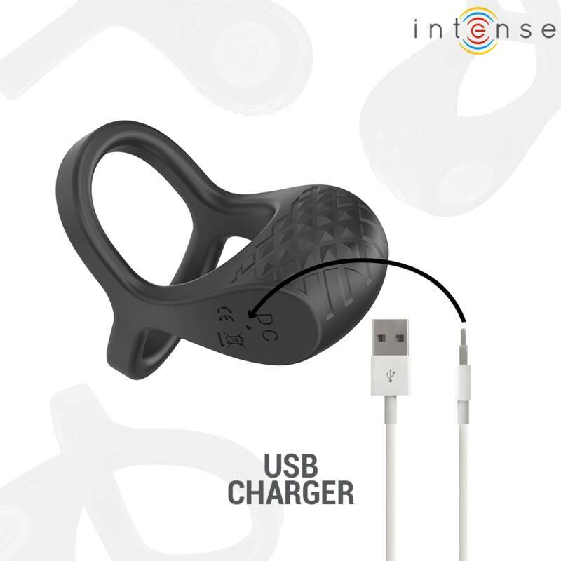 INTENSE - ALEX VIBRATOR DOUBLE PENIS RING 10 VIBRATIONS BLACK