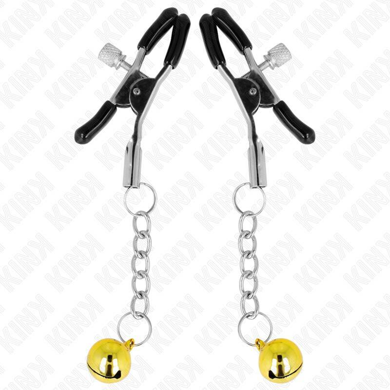 KINK - GOLD JINGLE BELL PENDANT NIPPLE CLAMPS 6 CM