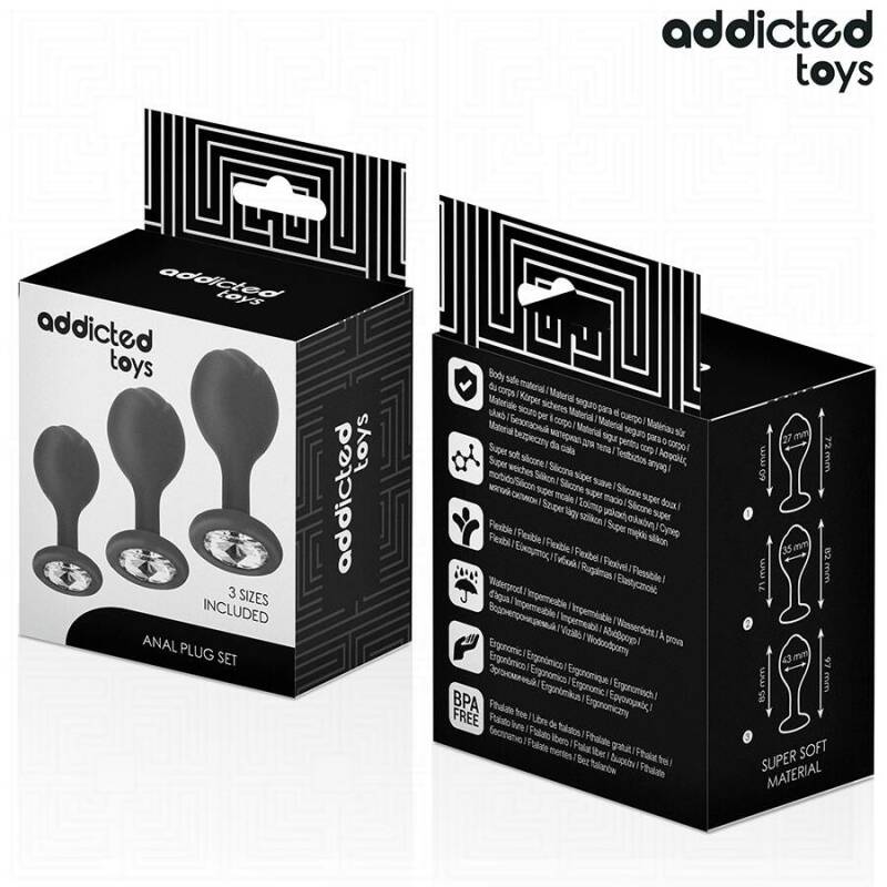 ADDICTED TOYS - SET OF 3 ANAL PLUG SILICONE WITH JEWEL