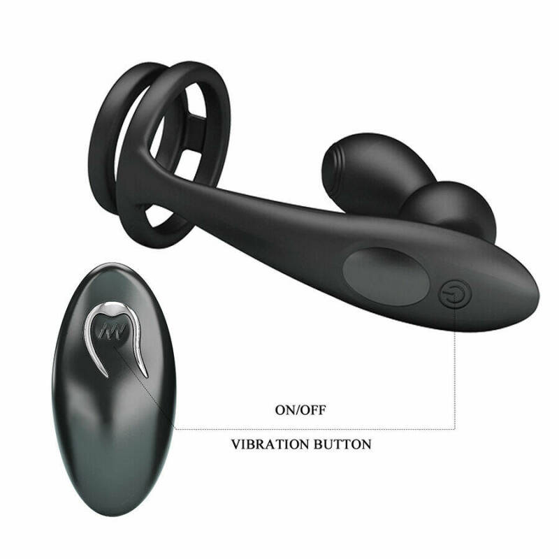 MR PLAY - VIBRATING ANAL PLUG WITH PENIS RING REMOTE CONTROL