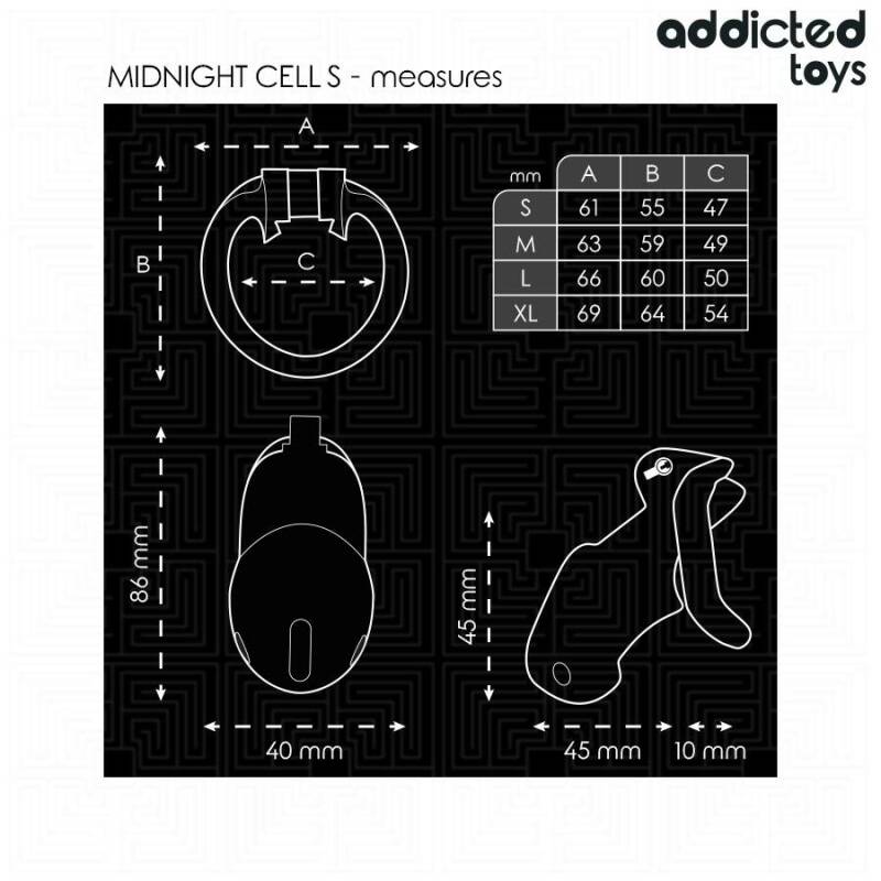 ADDICTED TOYS LOCKED - MINDNIGHT CELL PENIS CAGE SIZE S
