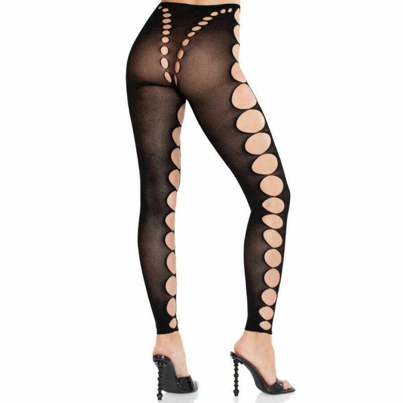 LEG AVENUE - SEAMLESS OPAQUE STOCKINGS WITH CUTOUT AT THE FEET BLACK