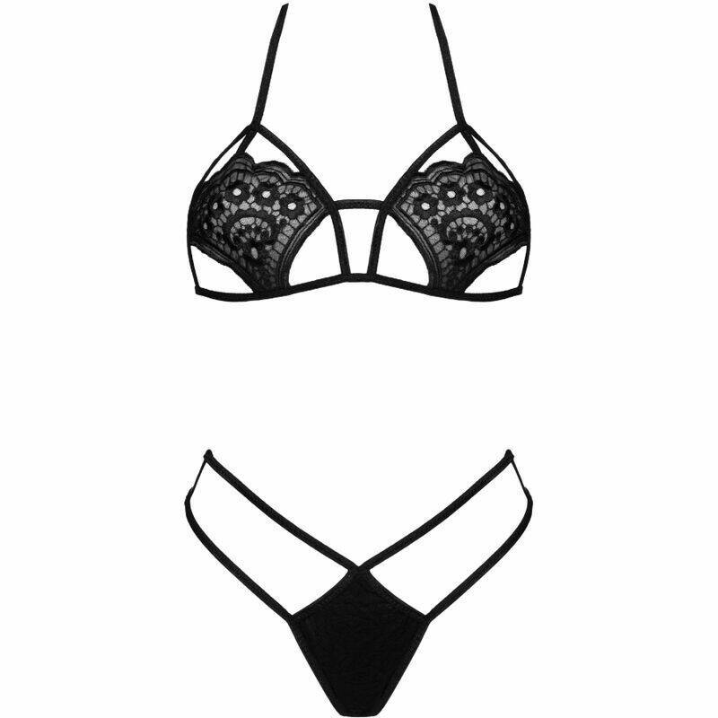 LIVCO CORSETTI FASHION - JIMENA LC 20216 BRA + THONG BLACK ONE SIZE