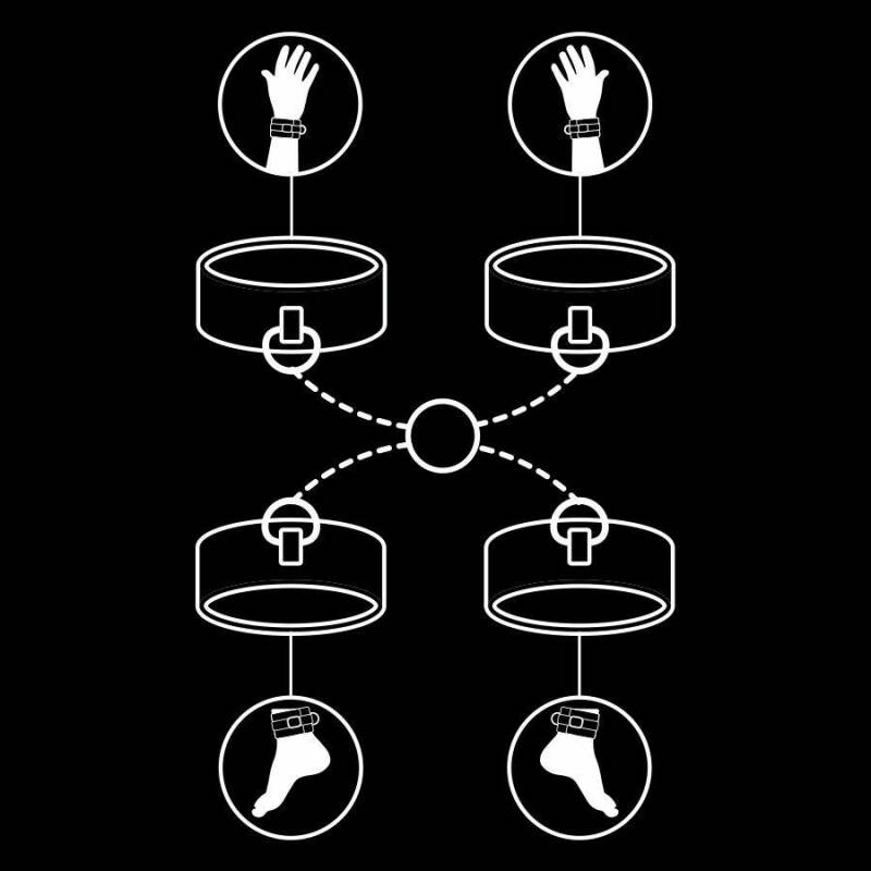 FETISH SUBMISSIVE - SET OF HAND AND ANKLE HANDCUFFS WITH NOPRENE LINING