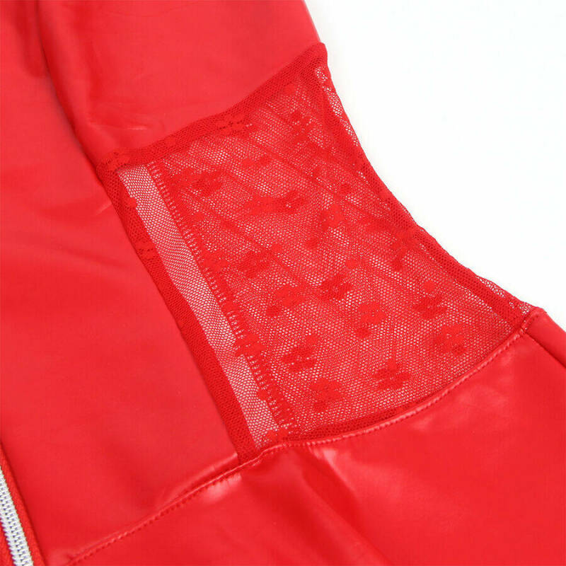 SUBBLIME - 957735 LACE ZIPPER LEATHER DRESS RED L/XL