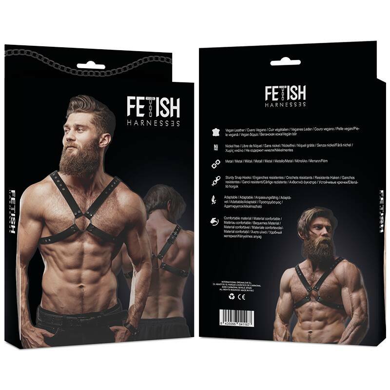 FETISH SUBMISSIVE ATTITUDE - MENS CROSS CHEST ECO-LEATHER HARNESS