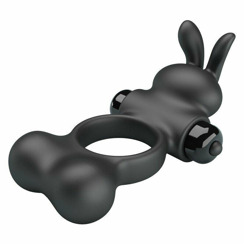 PRETTY LOVE - VIBRATING PENIS RING WITH BUNNY STIMULATOR 10 FUNCTIONS BLACK