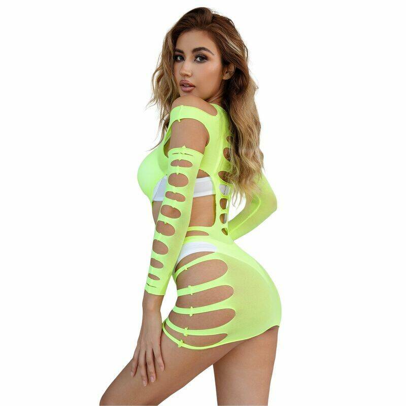 SUBBLIME - 952280 VESTIDO DE REJILLA ELÁSTICO MANGA LARGA VERDE TALLA ÚNICA