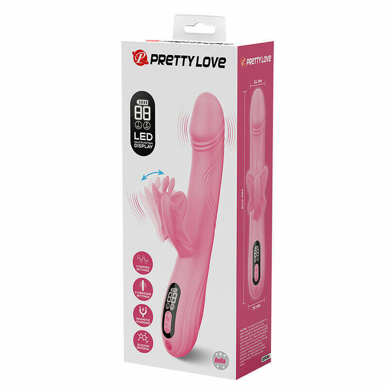 PRETTY LOVE - BELLA RABBIT VIBRATOR WITH BUTTERFLY STIMULATION AND LED PINK