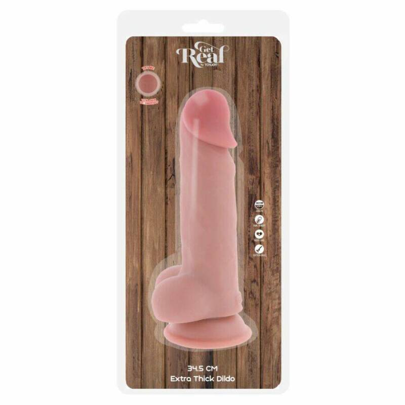 GET REAL - DELUXE REALISTIC PENIS WITH TESTICLES EXTRA THICK 34.5 CM