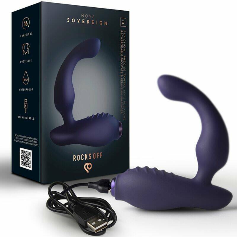 ROCKS-OFF - NOVA SOVEREIGN RECHARGEABLE PROSTATE & PERINEUM MASSAGER 16 FUNCTION BLUE