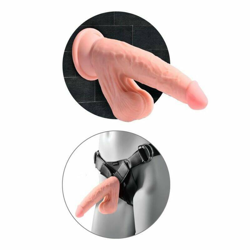 KING COCK PLUS - TRIPLE DENSITY REALISTIC DILDO WITH SWINGING TESTICLES 23 CM FLESH