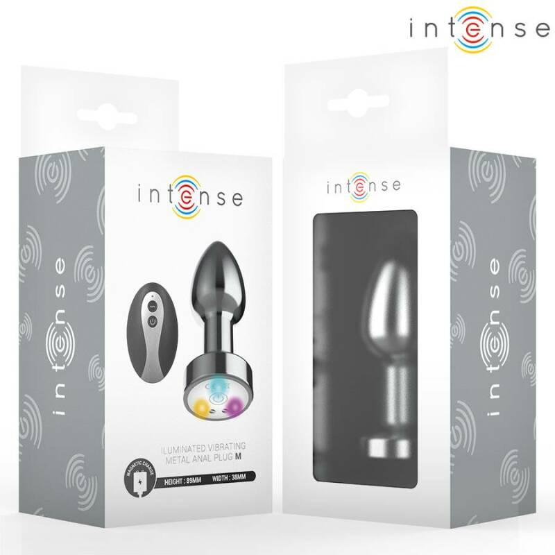 INTENSE - VIBRATING METAL ANAL PLUG WITH LED LIGHTS AND REMOTE CONTROL - SIZE M