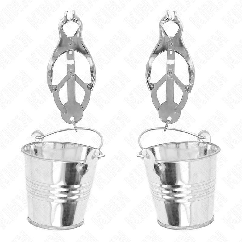KINK - JAPANESE CLOVER NIPPLE CLAMPS WITH BUCKETS SILVER