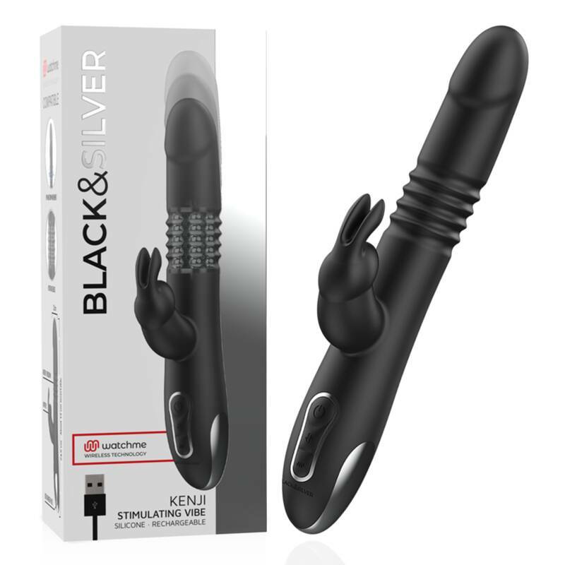 BLACK&SILVER - KENJI UP & DOWN RABBIT VIBRATOR + WATCHME REMOTE CONTROL