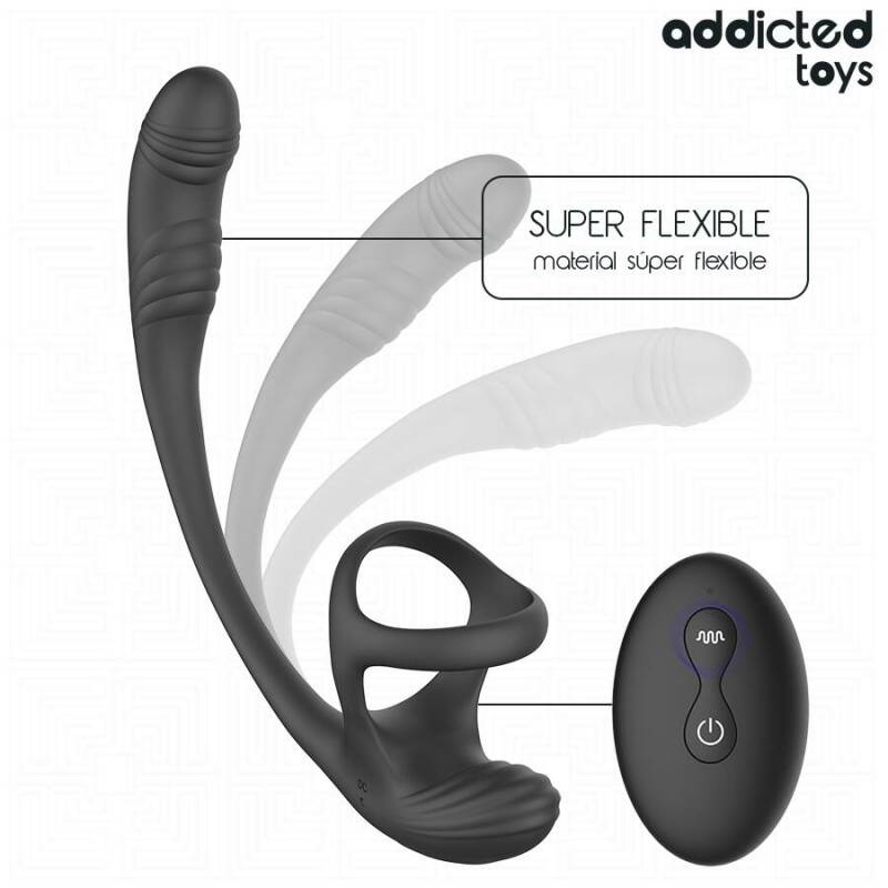ADDICTED TOYS - ANAL PLUG WITH VIBRATION AND 360º WAVING AND TESTICLE STIMULATOR