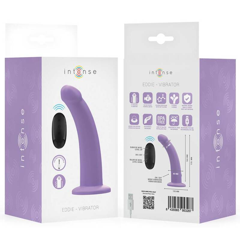 INTENSE - EDDIE VIBRATOR 17.5 CM 10 VIBRATIONS PURPLE REMOTE CONTROL