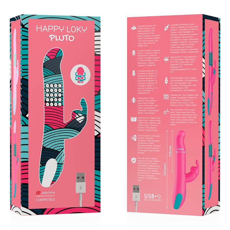 HAPPY LOKY - PLUTO RABBIT VIBRATOR & ROTATOR + WATCHME REMOTE CONTROL