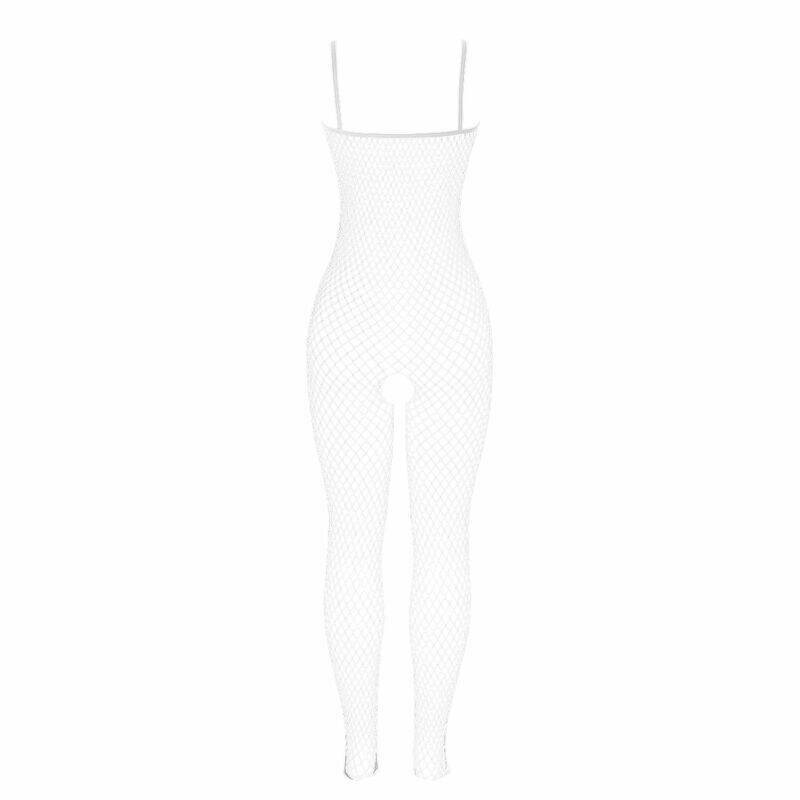 SUBBLIME - 951740 BODYSTOCKING CROTCHLESS DE REJILLA CON LAZOS BLANCO TALLA ÚNICA