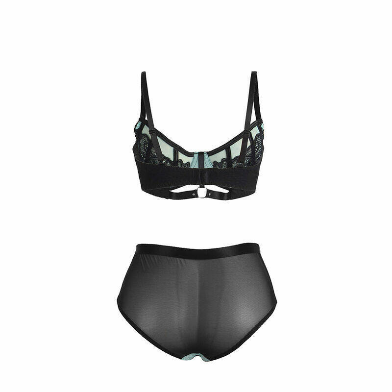 SUBBLIME - 955557 GREEN PATENT LEATHER MESH ZIPPER BRA SET S/M