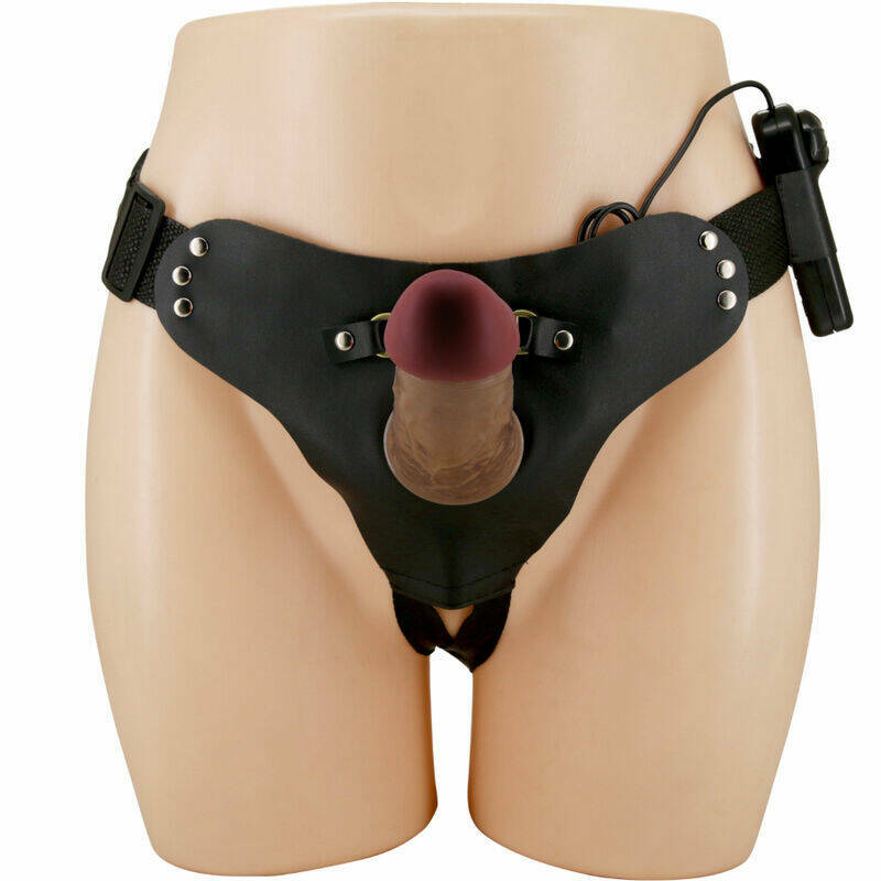 PRETTY LOVE - STARKS HARNESS BRIEFS MULTI-SPEED VIBRATION DILDO 17,5 CM LIGHT BROWN