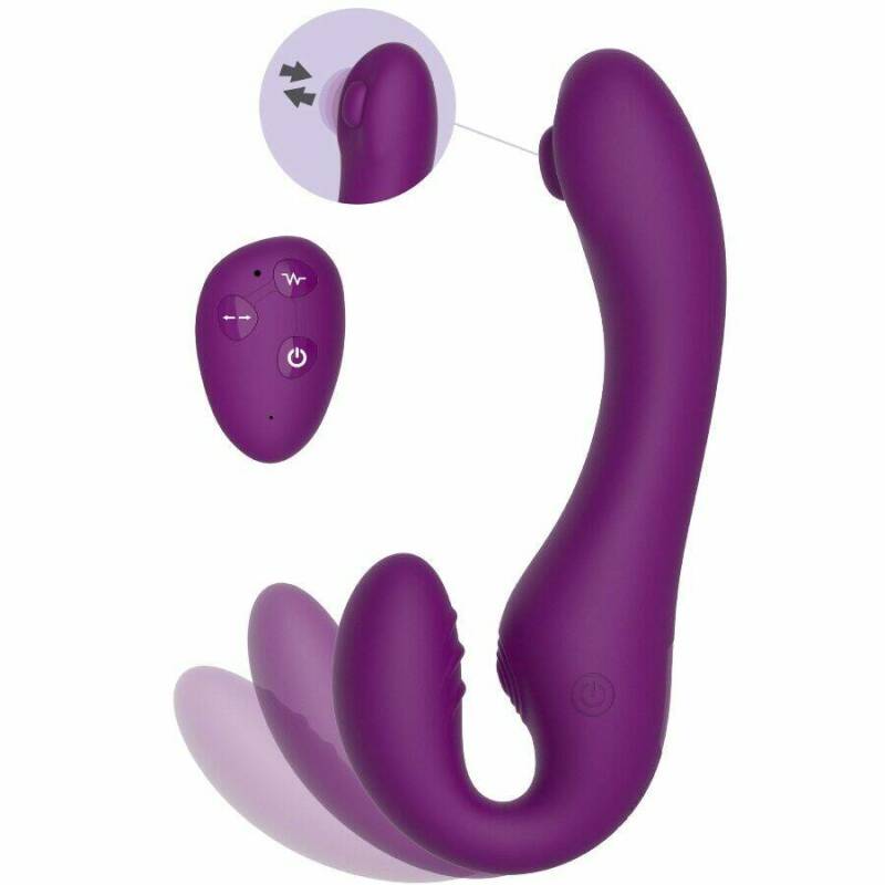 XOCOON - 2 IN 1 STRAPLESS STRAP-ON VIBRATOR WITH REMOTE CONTROL PURPLE