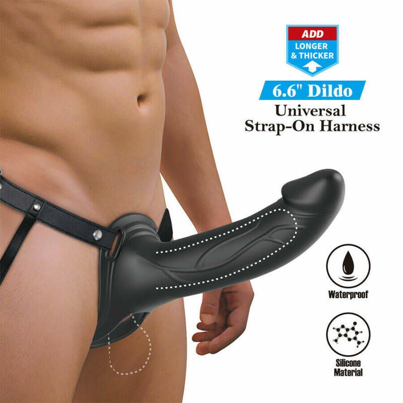 PRETTY LOVE - LANDON BLACK VIBRATING STRAP-ON