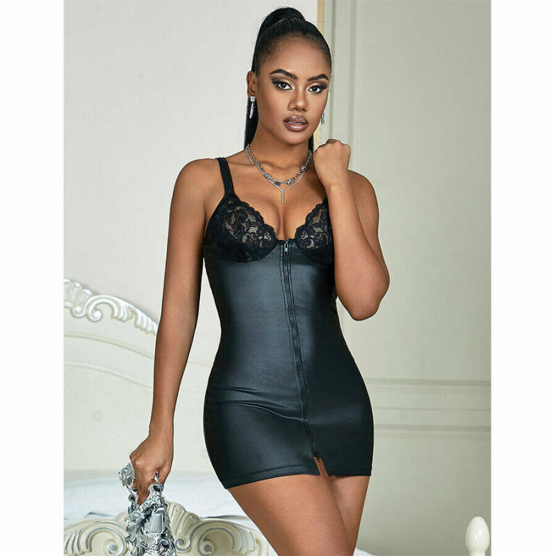 SUBBLIME - 957568 LEATHER ZIP DRESS BLACK S/M