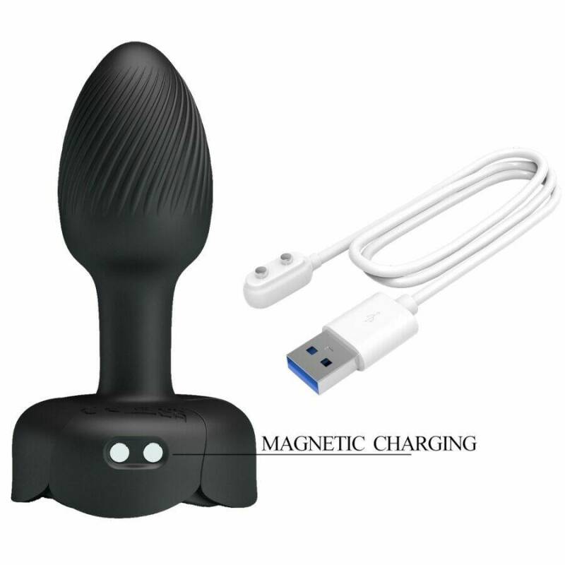 PRETTY LOVE - OLMAN ANAL PLUG WITH  LED LIGHT BLACK 8.8 CM