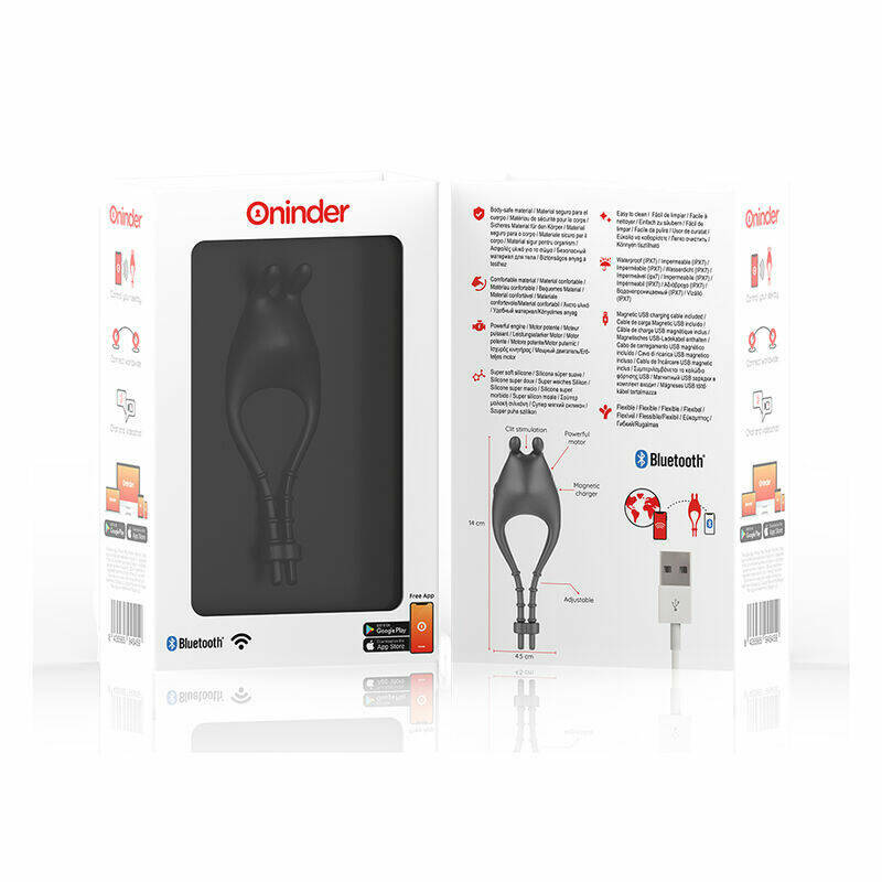 ONINDER - PAMPA RECHARGEABLE ADJUSTABLE VIBRATOR RING WITH CLITORIS STIMULATOR 10 SPEED - FREE APP