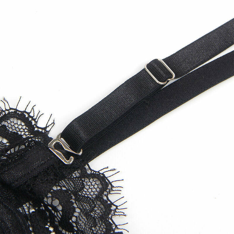 SUBBLIME - 955502 LACE BODYSUIT WITH BOWS AND GARTERS BLACK L/XL