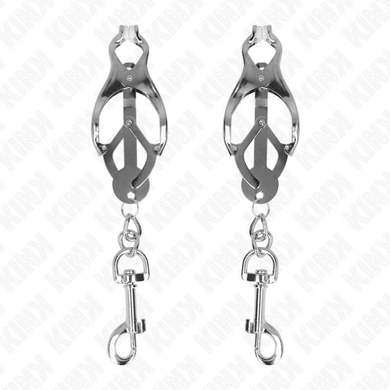 KINK - JAPANESE CLOVER NIPPLE CLAMPS WITH HOOKS SILVER