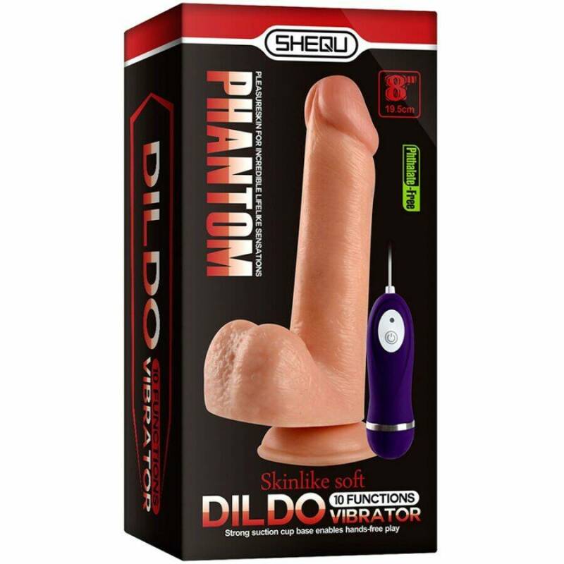 SHEQU - PHANTOM VIBRATING DILDO WITH REMOTE CONTROL 20 CM