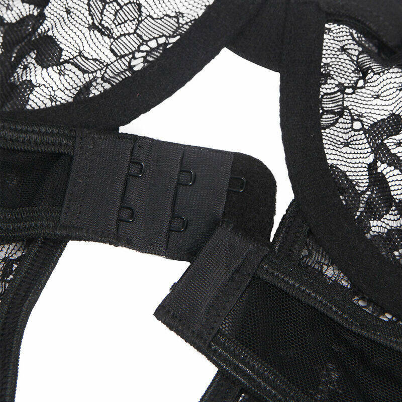 SUBBLIME - TEDDY WITH GARTER WITH LACE DETAIL AND STRIPS BLACK L/XL