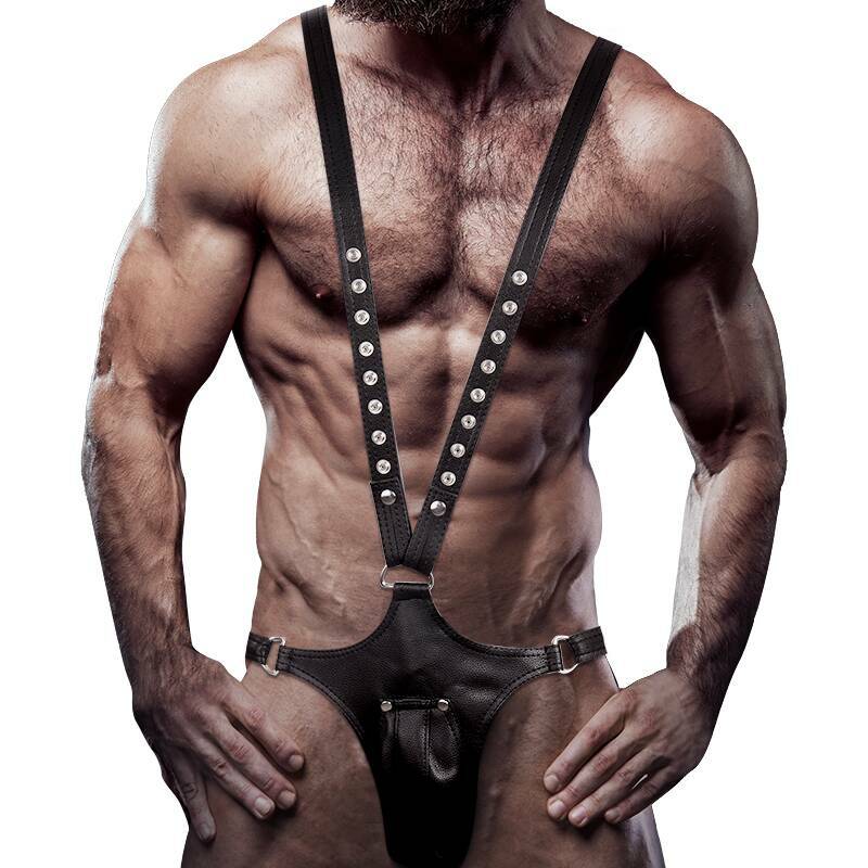 FETISH SUBMISSIVE ATTITUDE - MENS V-SHAPED ECO-LEATHER HARNESS