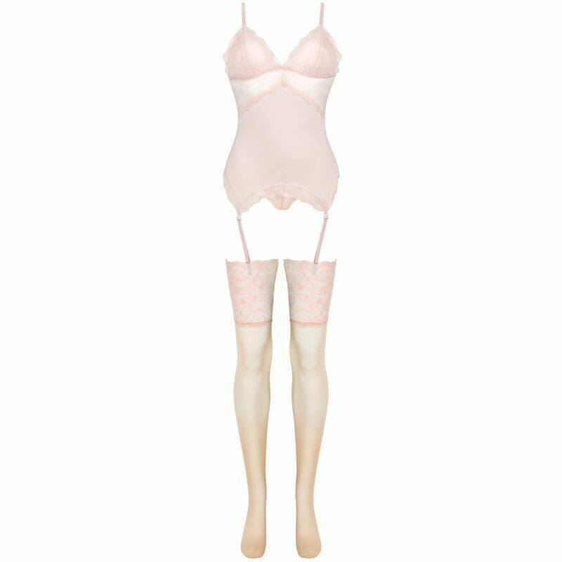 LIVCO CORSETTI FASHION - PERSINNE PEACH SET CORSET + PANTY + STOCKINGS