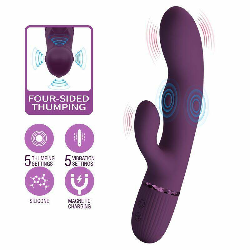 PRETTY LOVE - ZACH RECHARGEABLE THRUSTING RABBIT VIBRATOR 5+5 FUNCTIONS