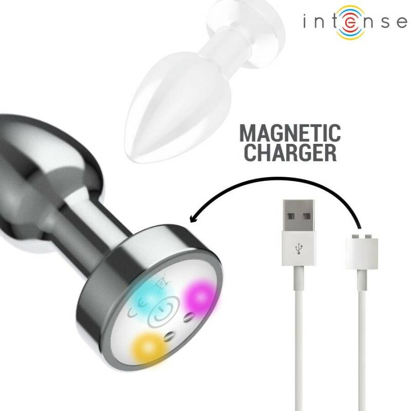 INTENSE - VIBRATING METAL ANAL PLUG WITH LED LIGHTS AND REMOTE CONTROL - SIZE S